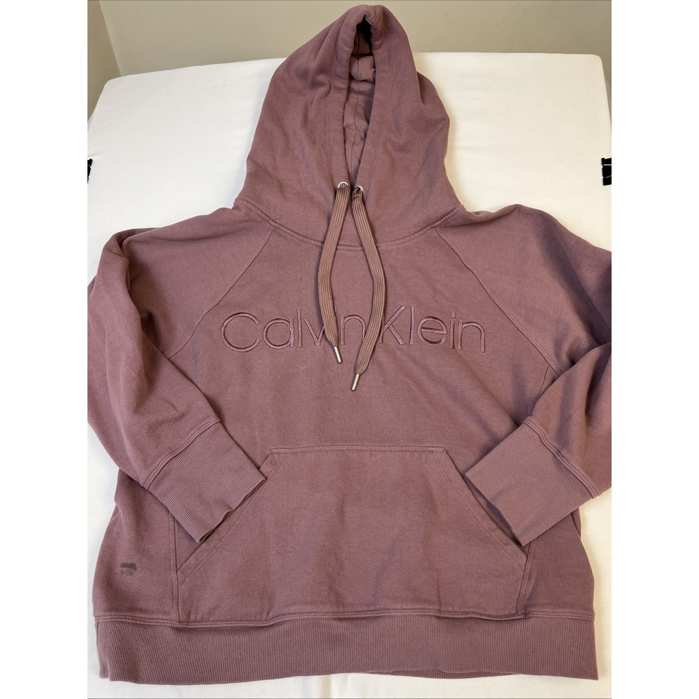 Calvin Klein Performance Womens Mauve Embroidered Logo Hoodie Sweatshirt Medium